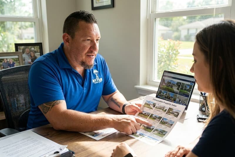 Bryce Spraggins reviewing comparable sales to price a fair cash offer for a Jacksonville FL house